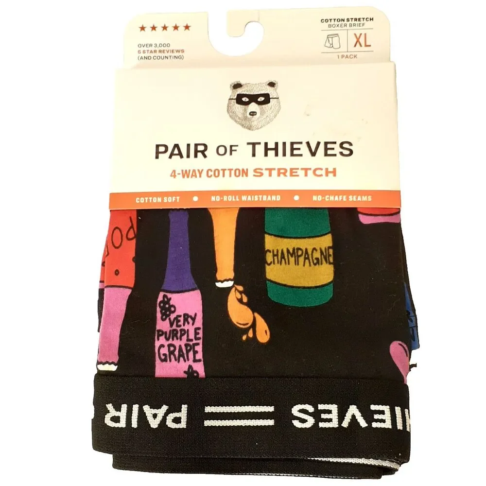 Pair of Thieves Boxer Brief XL Soda Wine Champagne Bottle Print 1 Pack NEW